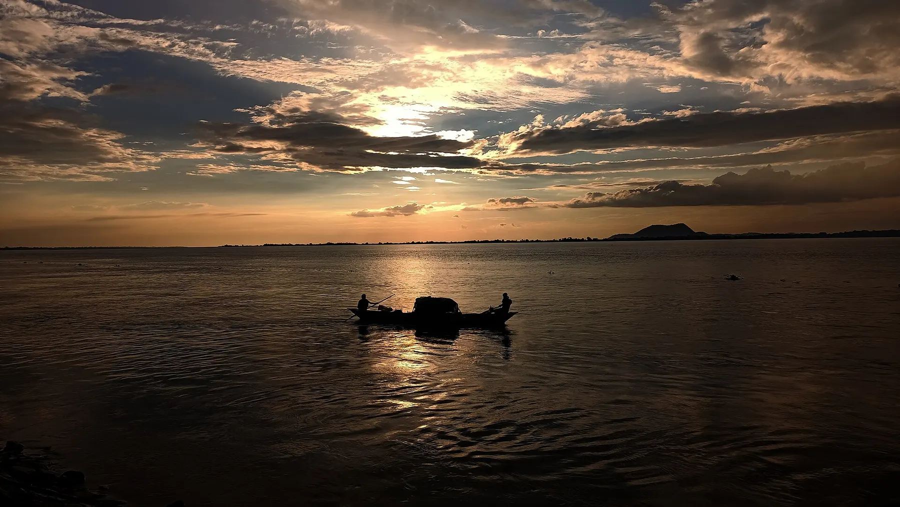 Sunset over the Brahmaputra River, Assam